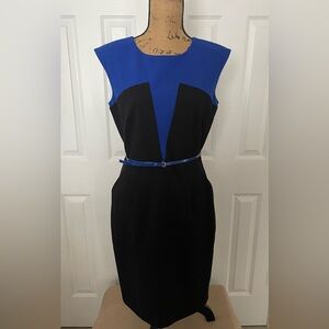 Calvin Klein Colorblock Sheath Dress – Size 10 – Modern, Sleek + It Has POCKETS